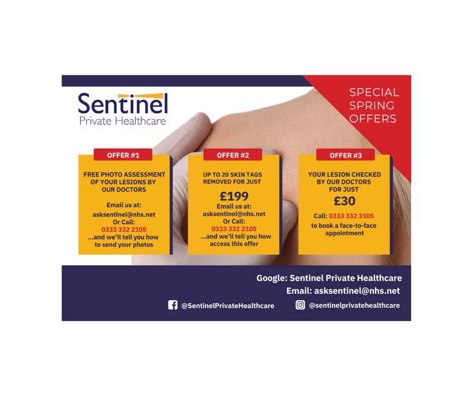 Sentinel_PHCare's tweet photo. Spring has sprung! 🌷🌸🌼 Enjoy our special spring offer, consultation in Exeter for just £30 until 31st May 2023 @Sentinel_PHCare @Sentinel_CiC 
.
.
.
#SpringOffer
#exeter 
#cystremoval 
#moleremovalsurgery 
#skintagremoval https://t.co/45uwb55qYb