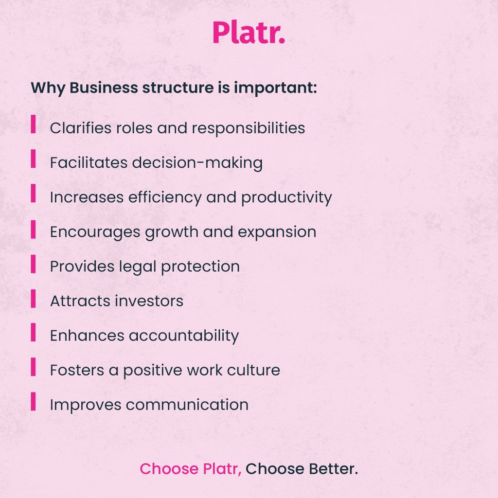 Platr_ng's tweet photo. Building a solid base through appropriate company structure paves the way for success, expansion, and innovation!
#businessgrowth #entrepreneurmindset #businesstips https://t.co/UbQzilwvf4