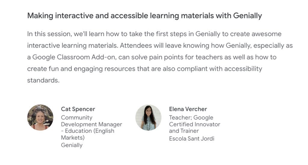 elenavercher's tweet photo. See you at #Bett2023 on Thursday 30 at 11:35h at the @GoogleforEdu booth #SF41 for the "Making interactive & accessible learning materials w/ @genially" Teaching Theatre session: https://t.co/EF7es9z1Gg…
✨✨✨
Ps.The time in the other tweet was incorrect, sorry about it!🙏🏼🫶🏼 https://t.co/oPNaPlbzJ1