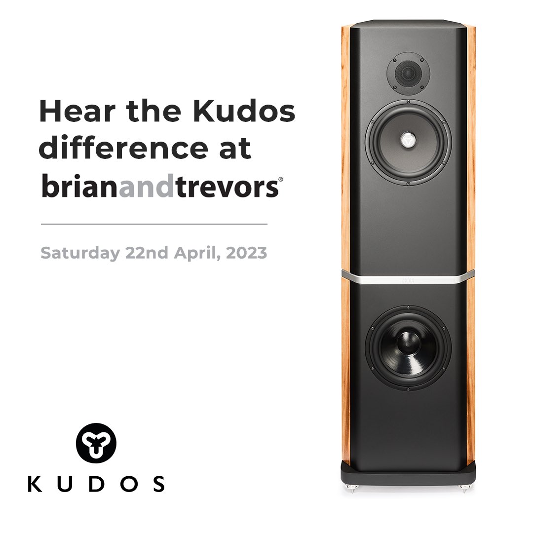 Hear the Kudos Difference @brianandtrevors on Saturday 22 April. Ft. a range of Kudos speakers with @linnproducts @NaimAudio @MoorAmps electronics, plus passive & active dems. Reserve your place: +44 (0)161 766 4837 or info@brianandtrevors.com #KudosAudio #HiFi #HiFiEvent