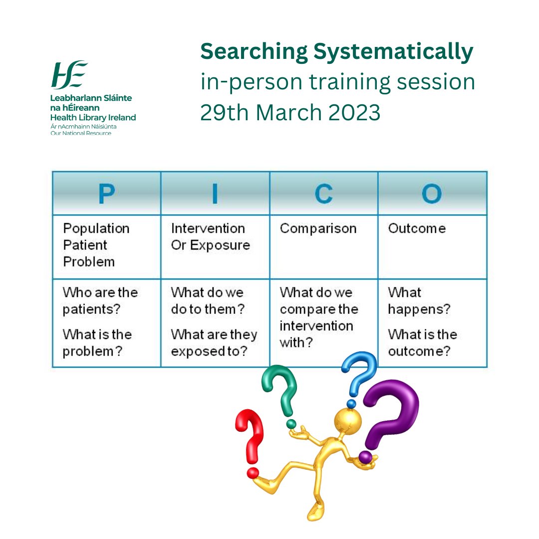 Only 15 places left!
✍Workshop teaches skills for developing research questions, searching, and managing evidence for all HSE Staff.
Book a place for in-person training here bit.ly/hlitrainingcal…

#MRHPortlaoise @DMHospitalGroup @HSE_HR @NDTP_HSE @NurMidONMSD @WeHSCPs