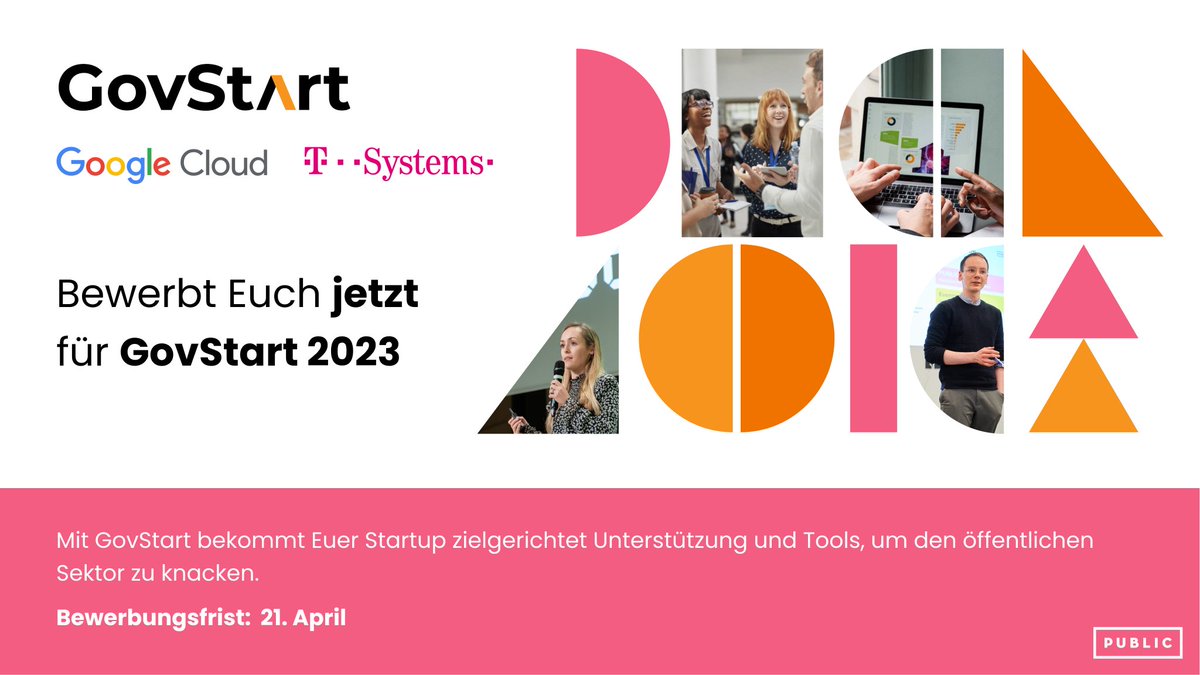 📢 GovStart ist zurück! 📢

HEUTE startet die Bewerbungsphase für #GovStart 2023: Europas führendes Community- und Engagementprogramm, das #GovTech Startups das Wissen und Netzwerk bietet, um im öffentlichen Sektor zu skalieren. Bewerbt Euch jetzt 🚀 ⬇️
bit.ly/3J6xarb