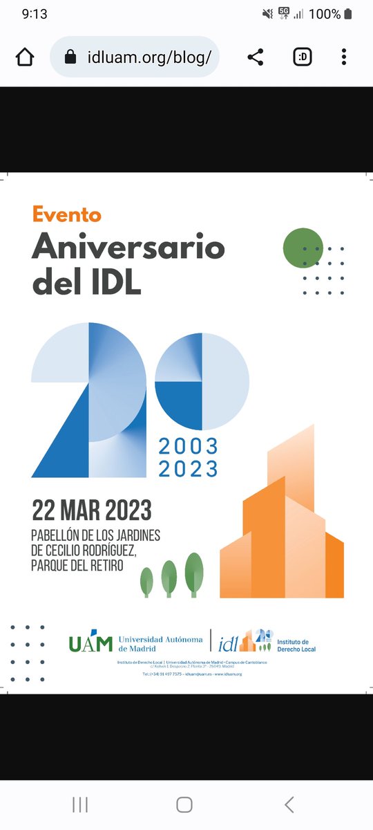 Vamos a Madrid al 20 aniversario del Instituto de Derecho Local de la <a href="/UAM_Madrid/">UAM Autónoma Madrid</a> Enhorabuena <a href="/idl_uam/">IDGL-UAM</a>