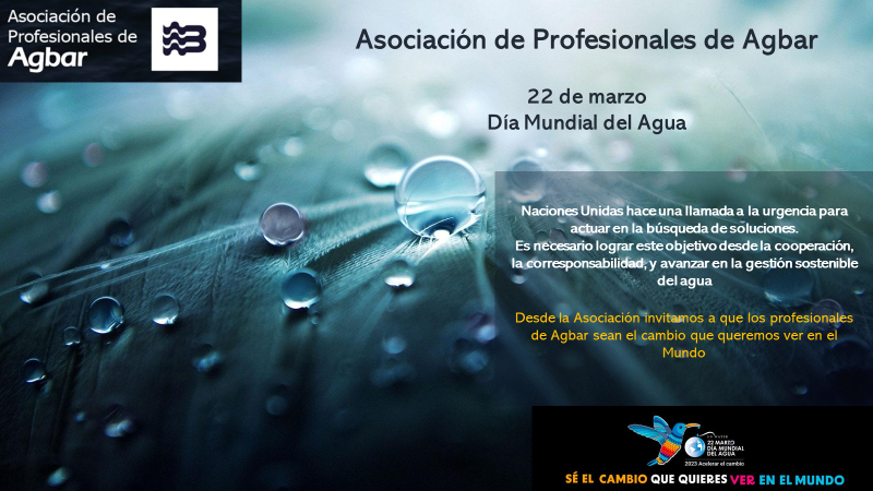 Desde la <a href="/ProfAgbar/">Asociación de Profesionales de Agbar</a> apostamos por los profesionales de <a href="/agbar/">Agbar</a> para garantizar la disponibilidad de agua en el futuro y #AcelerarElCambio que queremos ver en el mundo. #DíaMundialdelAgua
