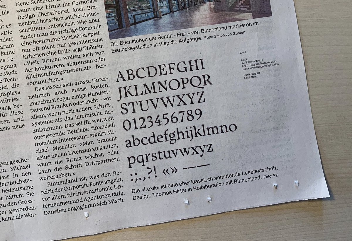 olofch's tweet photo. Lexik in @derbund today. 
Congratulations to @BinnenlandType ! https://t.co/FLXUq1fwn1