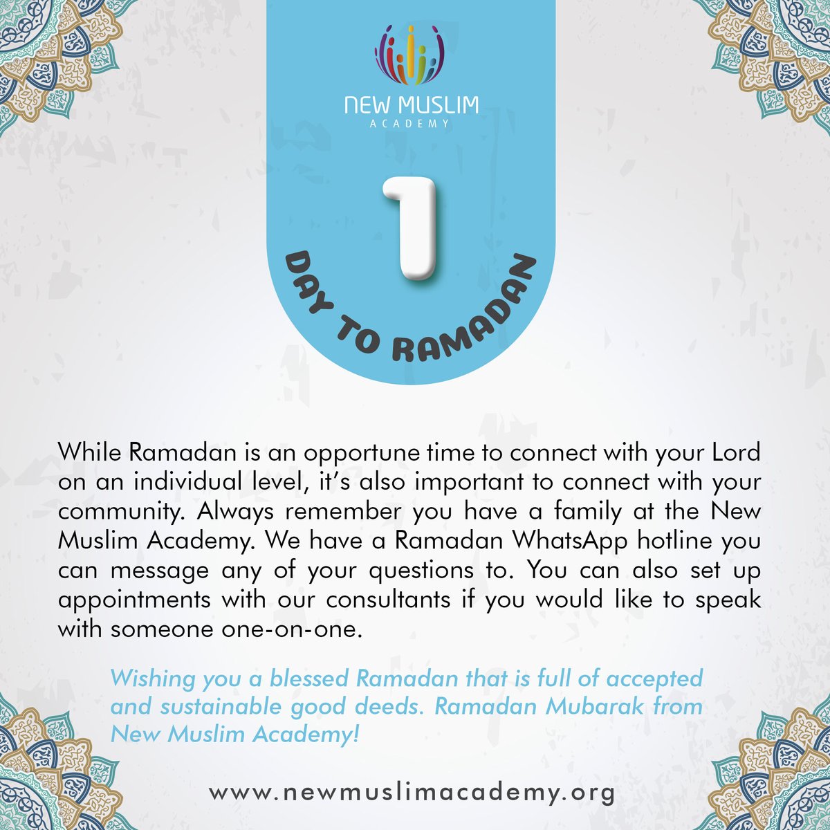 NewMuslimAcadem's tweet photo. From All of us at New Muslim Academy, we pray you have a blessed Ramadan β¨ Special Ramadan Services are being offered only for YOU! https://t.co/ubIY0RO0U7
________________
#Ramadan2023 #RamadanMubarak #myfirstramadan #newtoislam #reverts #converts #happy #Quran #newmuslims #Pr https://t.co/YlD2mFTCPb