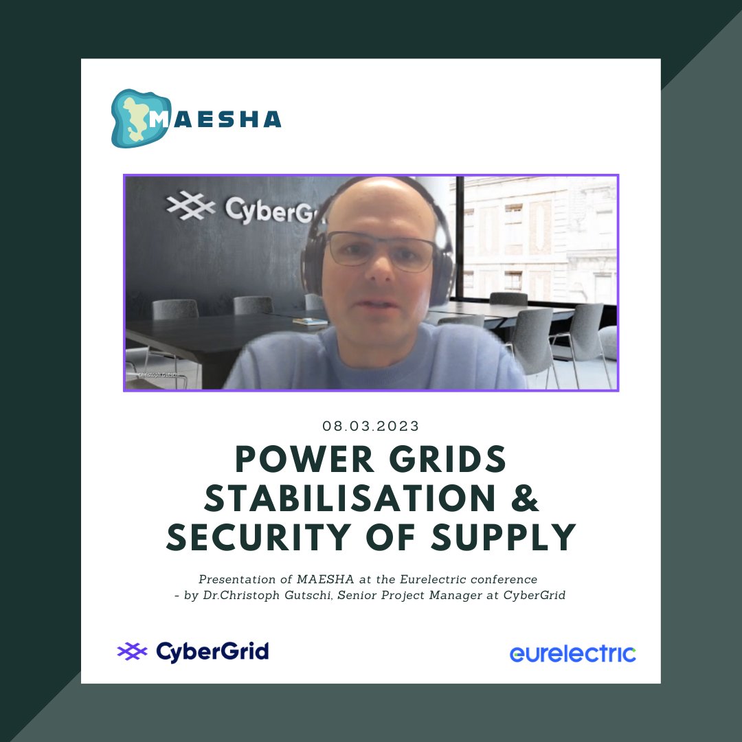 CyberGrid_GmbH's tweet image. #CyberGrid presented the project #MAESHA at the @Eurelectric conference. We discussed about #power grids stabilization, security of supply, and optimization of power networks on islands. 
Thank you, Dr. Christoph Gutschi, for introducing such interesting insights about #MAESHA!