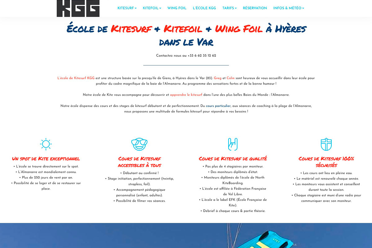 Création site internet école de Kitesurf KGG - is.gd/IaGCJF - #Creationsiteinternet #SEO #WordPress #referencement #CotedAzurNow #Nice #Cannes #Monaco