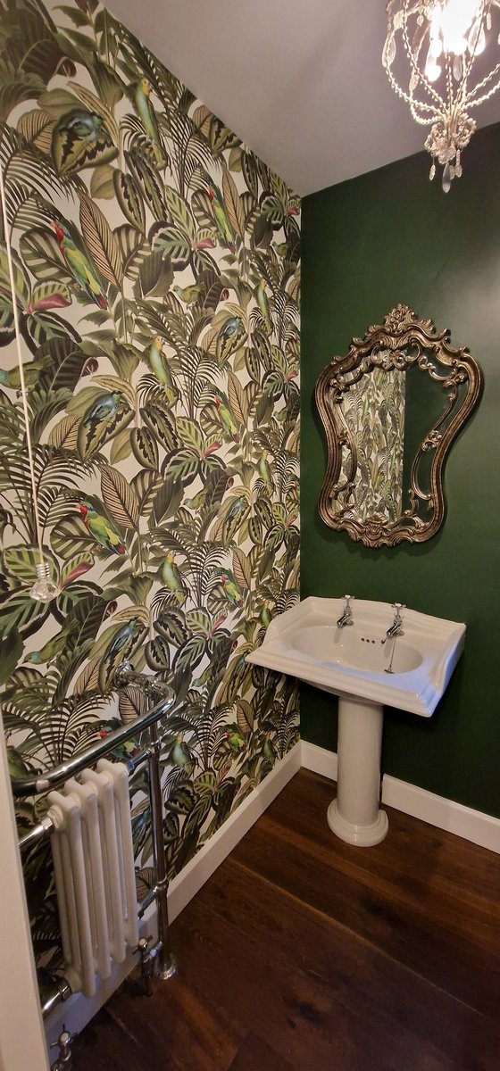 otmdecorating's tweet photo. Cloakroom transformed 😎

Walls in @Tikkurila_UK optiva 20
Woodwork in Isolac aqua eggshell 
Wallpaper supplied by @Brewerspaints https://t.co/G8jMckGAwR