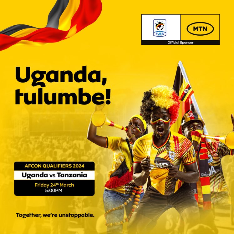 Home or Away we keep rooting for our boys ✊🏿
Uganda Tulumbe!!! @UgandaCranes⁩ 🇺🇬 💛 🇺🇬 #UGATAN this Friday 5:00PM #UgCranesWeGo

#TotalEnergiesAFCONQ2023
#MTNUgFootball 
#TogetherWeAreUnstoppable