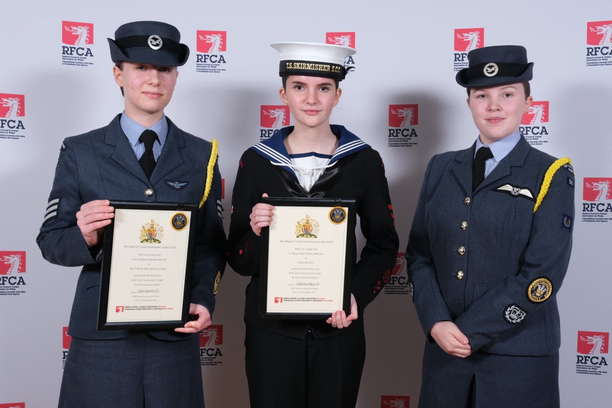 RFCAforWales's tweet photo. Well done to  Petty Officer Cadet Adam Hughes, Leading Cadet Maisie Millichip,Cadet Sergeant Martha Ashcroft and Staff Cadet Warrant Officer Charlie Edwards on being awarded Dyfed Lord-Lieutenant badges and certificates 2022 #LLAwards2023
@fishguardscc 
@No3Welsh 
@2475Sqn https://t.co/SG5kXT7bF4