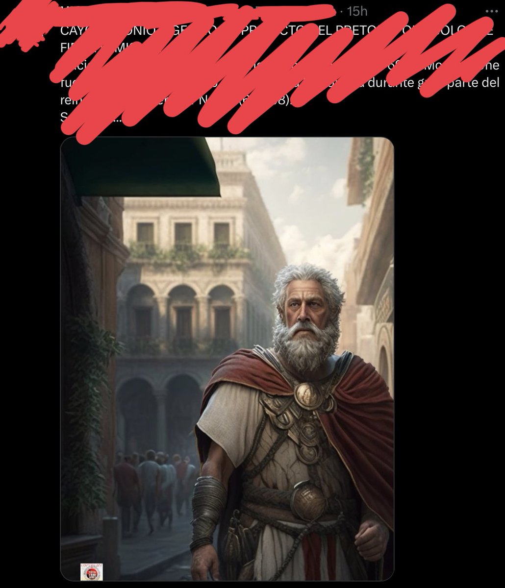 antigua_roma's tweet photo. Tenía que llegar el día. Este usuario ha empleado una IA para crear imágenes fotorrealistas y FALSAS para divulgar la historia.

Acompaña a un texto que habla de un hombre del s. I que jamás podría haber tenido ese aspecto. Nada en la escena es correcto ¿Hacemos un experimento?👇🏻 https://t.co/HC3zvd1CBy
