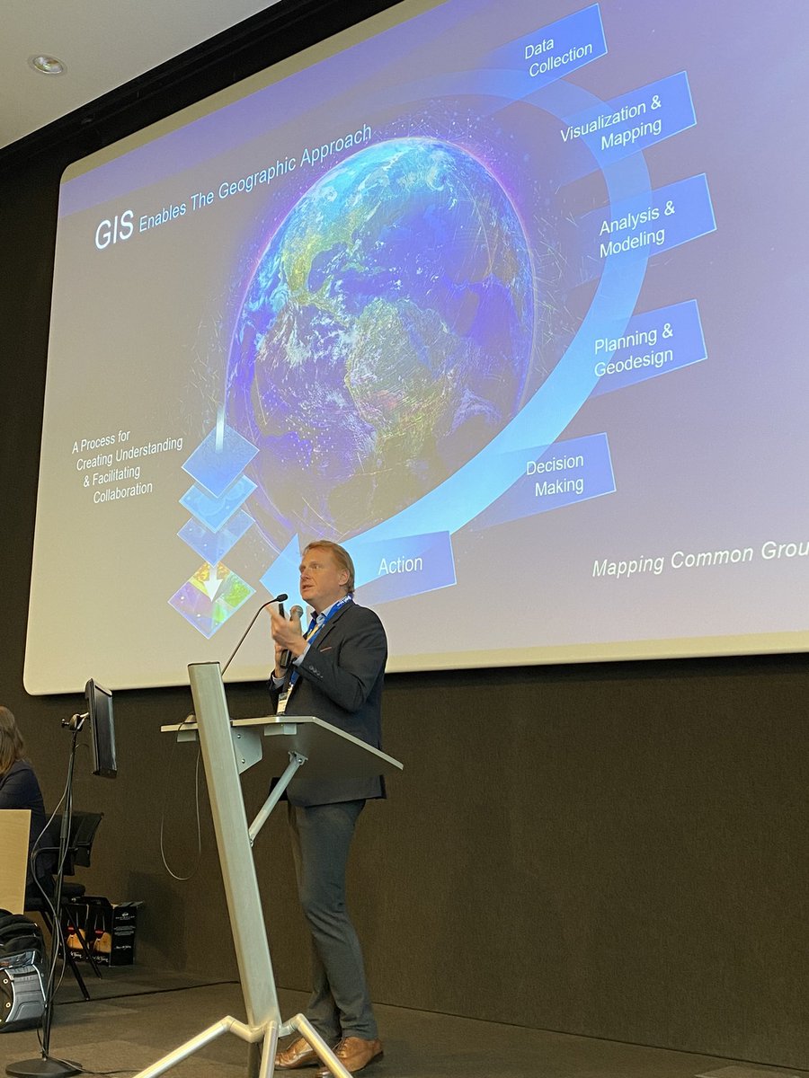 Geography students taking part at ESRI student day - intro by CEO Frederik Wauters
