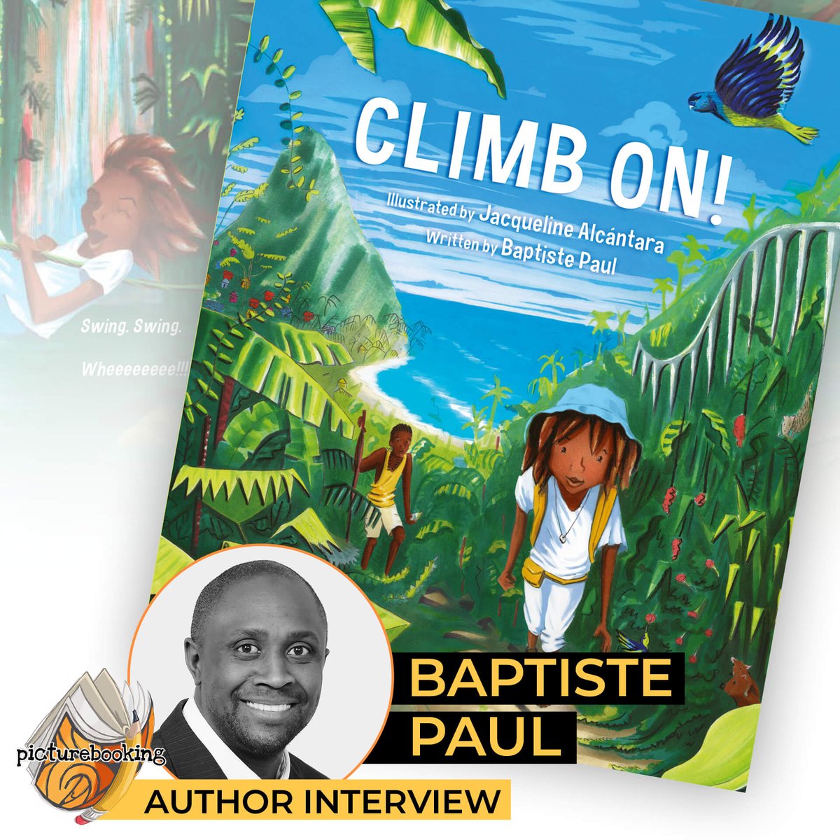 Experience the joy of author <a href="/baptistepaul/">Baptiste Paul</a> as we discuss his latest book, CLIMB ON! - celebrating Black joy in nature. 

Hear how Baptiste and Jacqueline Alcántara crafted a beautifully layered story &amp; learn why representation is vital in #kidlit. picturebooking.com/baptiste-paul-…