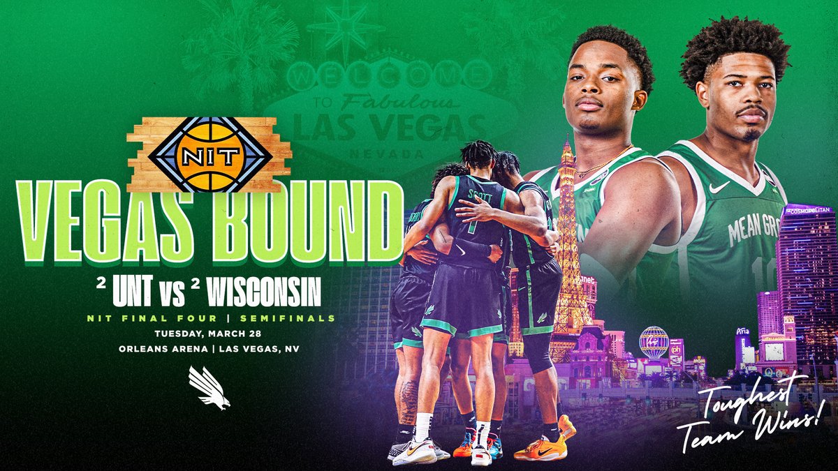 🗓️ March 28
🏟️ Orleans Arena
📍 Las Vegas, Nev.
🏀 <a href="/MeanGreenMBB/">UNT Basketball</a> 🆚 Wisconsin
🎟️ northtex.as/3Z2UCO5

#GMG x #NIT2023
