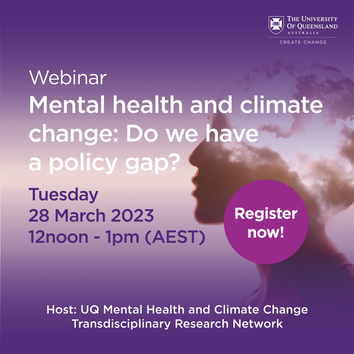Mental health and #ClimateChange: Do we have a policy gap? - come along to our free webinar on Tuesday 28 March 2023, 12noon - 1pm AEST - Register here: bit.ly/3FCQm11 Facilitated by @FionaCharlson with panelists @farm_strong @bekpatrick