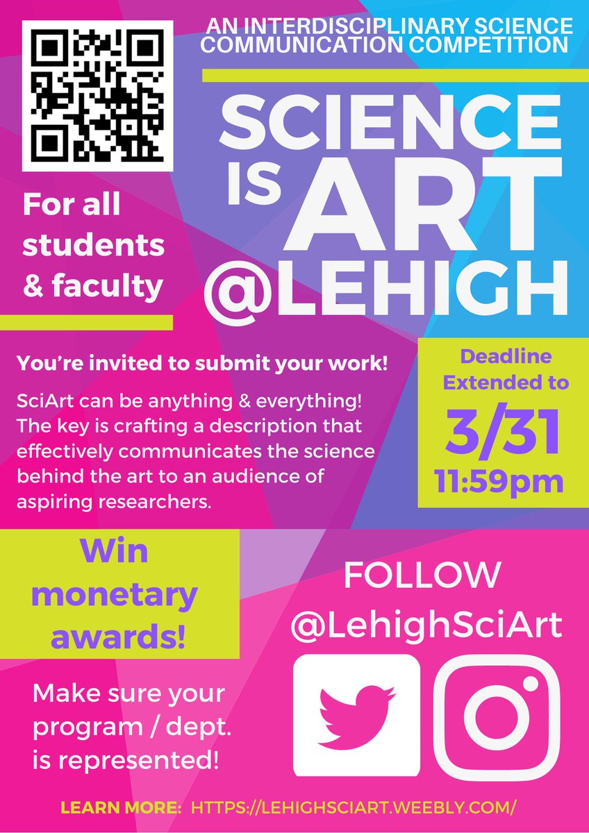First week back after spring break is hard - but submitting #SciArt just got easier: deadline extension!! Submit here by 3/31 lehighsciart.weebly.com

<a href="/LehighU/">Lehigh University</a> 
<a href="/Lehigh_AAD/">LU Art/Arch/Design</a>