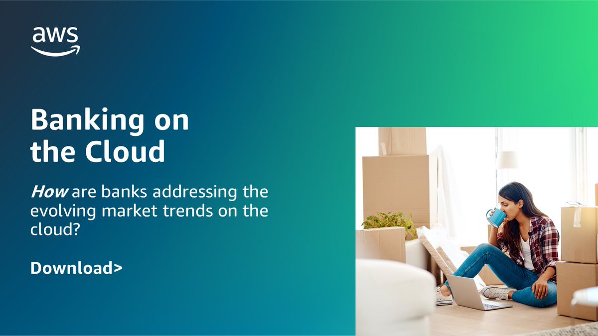 jni_za's tweet photo. In this e-book, AWS shares thoughts on the global trends shaping “how” banks use the cloud this year and beyond. Learn about the seven key trends that our banking customers are focusing on driving their digital transformation. https://t.co/Rl9sOWaNWN https://t.co/WpVtVoQTMh
