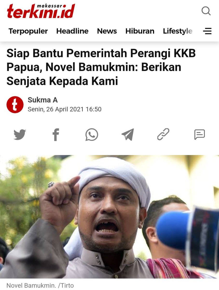 lho.....33x, kok minta senjata, emang siapa loe‼️ katanya cinta nkri, mbok y ambil inisiatif sendiri kayak yg biasa berdemo aja. katanya, kalian kn org2 yg dekat dg Allah, ber-takbir aja pasti kalian akan dilindungi Allah, dari gangguan di hutan papua.