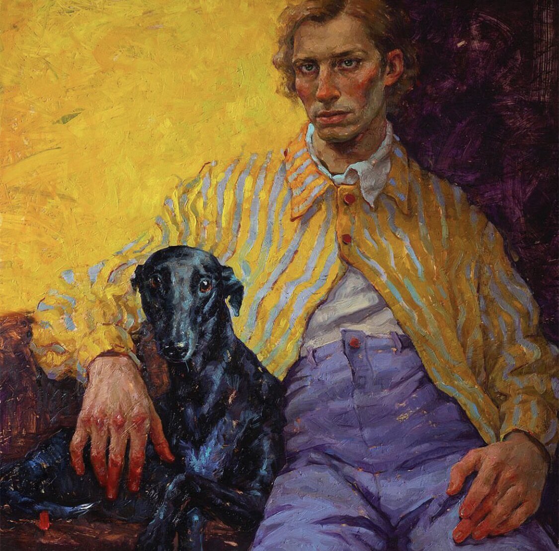 KirstenOfM's tweet photo. Die 1986 in der Ukraine geborene Künstlerin Tania Rivilis hat mit diesem wunderbaren Gemälde („Kupka’s Dog“) im Jahr 2022 den renommierten William-Lock-Preis der britischen Royal Society of Portrait Painters gewonnen. Quelle und weitere ihrer Kunstwerke: https://t.co/NvH9zlsMBt https://t.co/YvwEvcAEwf