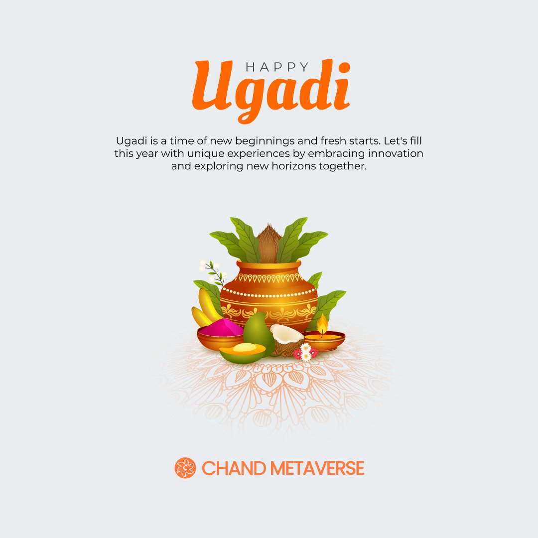 ChandNetwork's tweet photo. Tech up your celebrations this #Ugadi with Chand! 

We wish you a year filled with new beginnings and endless possibilities. Let's connect and create a brighter future together. 

Happy Ugadi 🥭

#ChandMetaverse #Metaverse #Web3 #Ugadi2023 https://t.co/0ECWQ4smlD