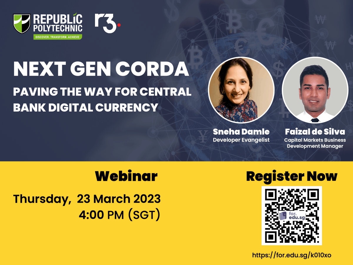 inside_r3's tweet photo. Join R3's Sneha Damle and Faizal de Silva as they present "Next-Gen Corda: Paving the way for central bank digital currency". Sign up for the webinar: https://t.co/hDApsHjCYr #cbdc #corda https://t.co/zcWqgz5I1X