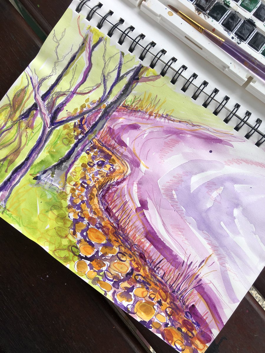 MandalouAu's tweet image. Working outdoors today for inspiration luckily a cool rainy day 👌🏻🌳☔️ #watercolour #hiddenlake #artist #botanicalgardens #nftartists #nftcommunity #artist #colourful #landscapes