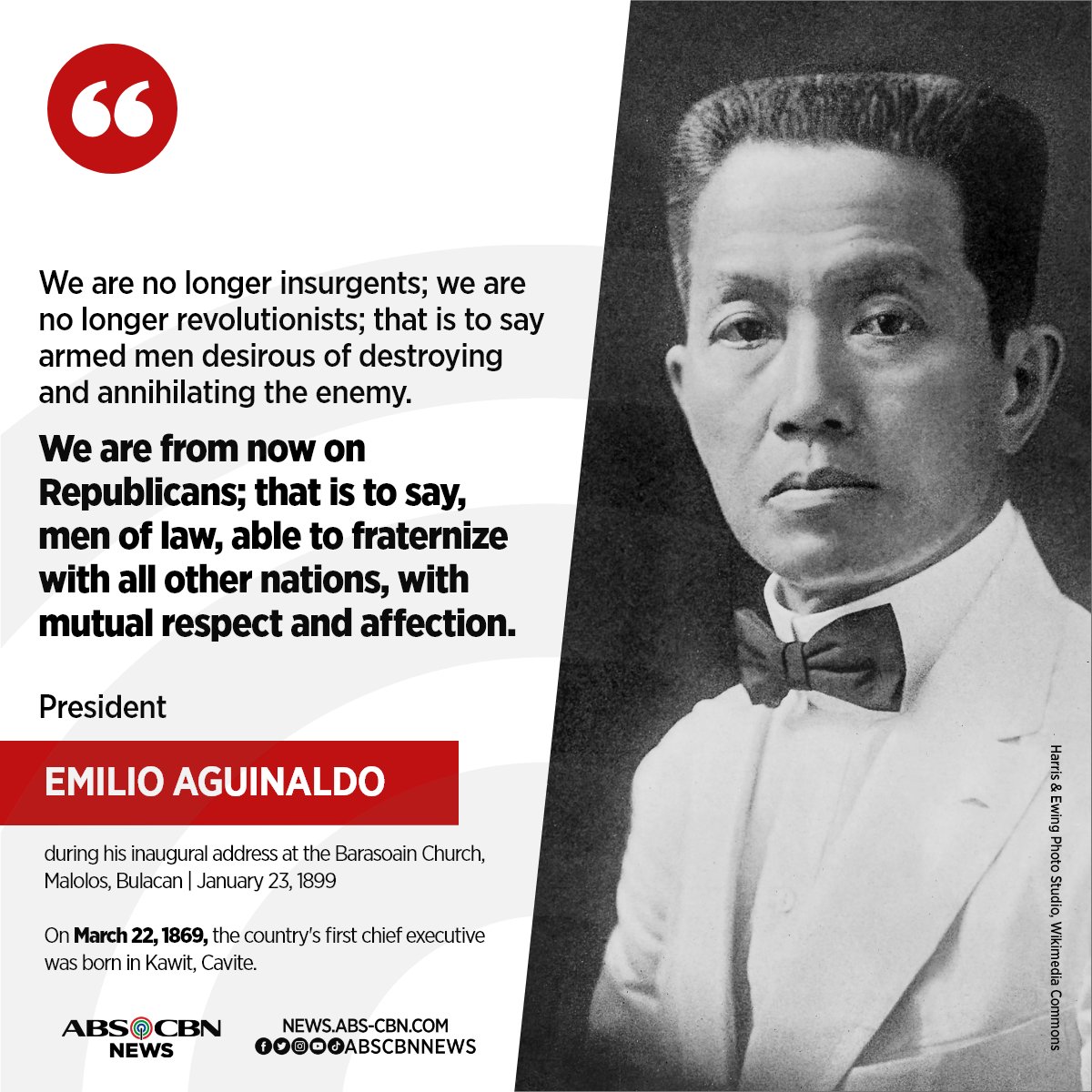 ABS-CBN News on X: "President Emilio Aguinaldo fought for Philippine  independence first against Spain and later against the US. On this day in  1869, Aguinaldo was born into the elite of Cavite,