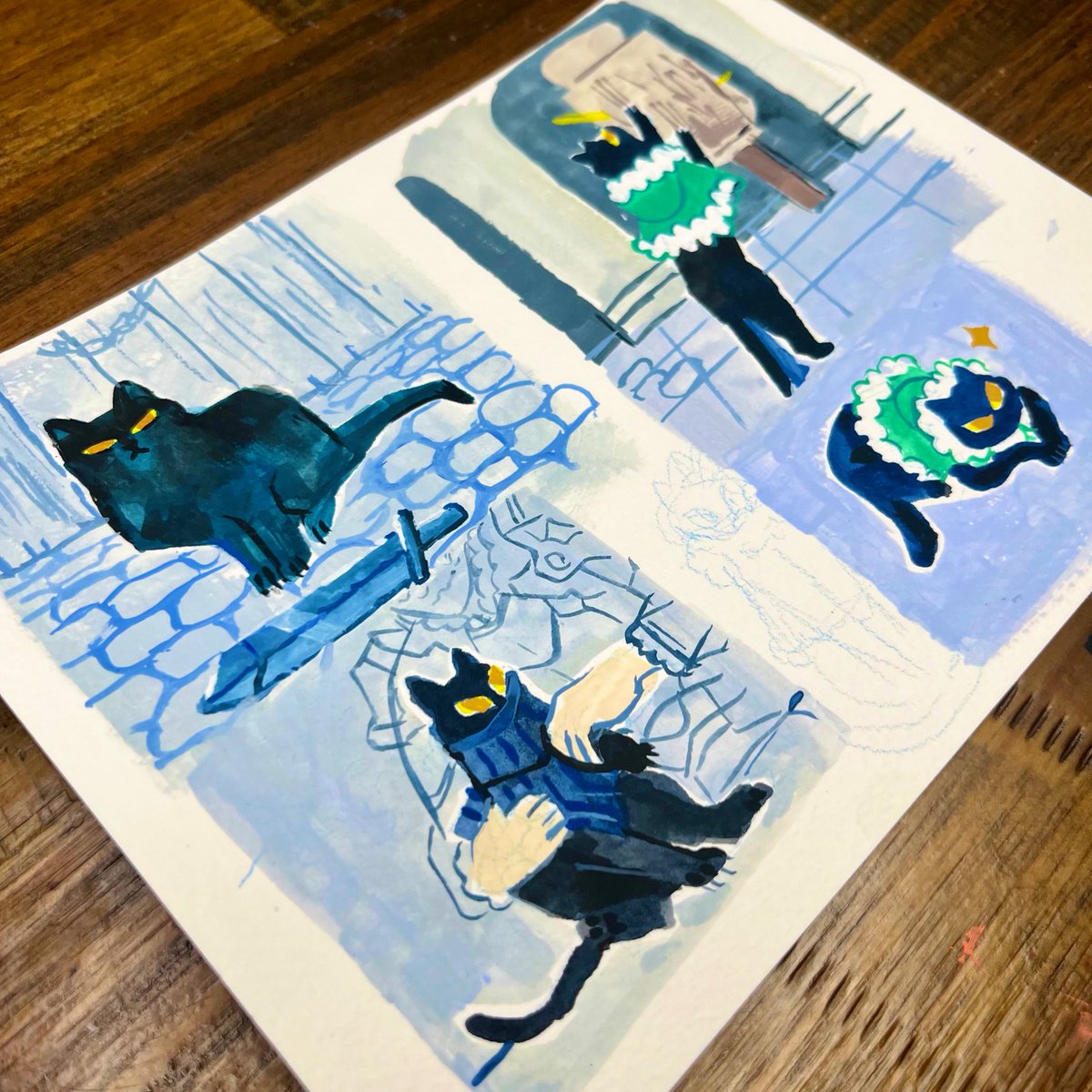 purroko's tweet photo. I forgot I painted all these felixes all on one paper. 🤏 https://t.co/yJOe6qbeJY