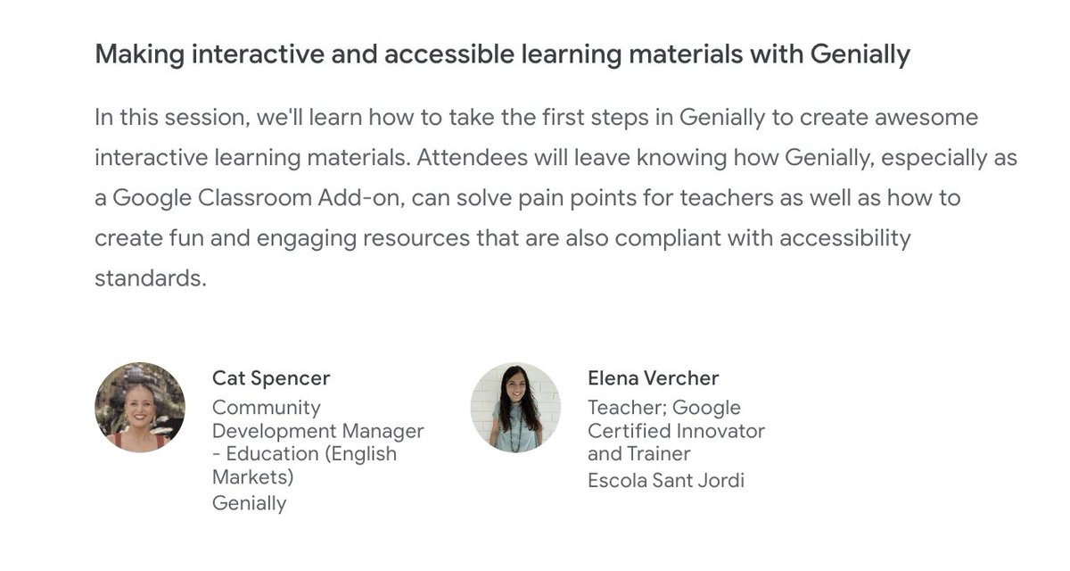elenavercher's tweet photo. Excited to share that I’ll be joining @GoogleforEdu at #Bett2023 in London next week!
If you’re attending make sure you stop by Google’s booth #SF41 for the "Making interactive and accessible learning materials with @genially" Teaching Theatre session: https://t.co/u63ZwcnBgQ✨ https://t.co/QOBAO1VkLr