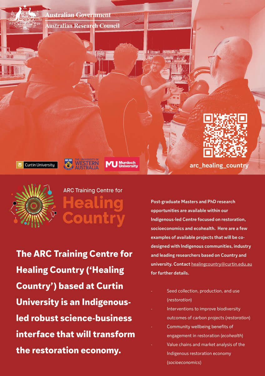 We're excited to announce @Healing_Country are advertising two Post Doctoral Research Associate positions. 

Check out our flyer & follow the links below for more information on these roles.

atsijobs.com.au/jobs/post-doct…

atsijobs.com.au/jobs/post-doct…

#HealingCountry #IndigenousResearch