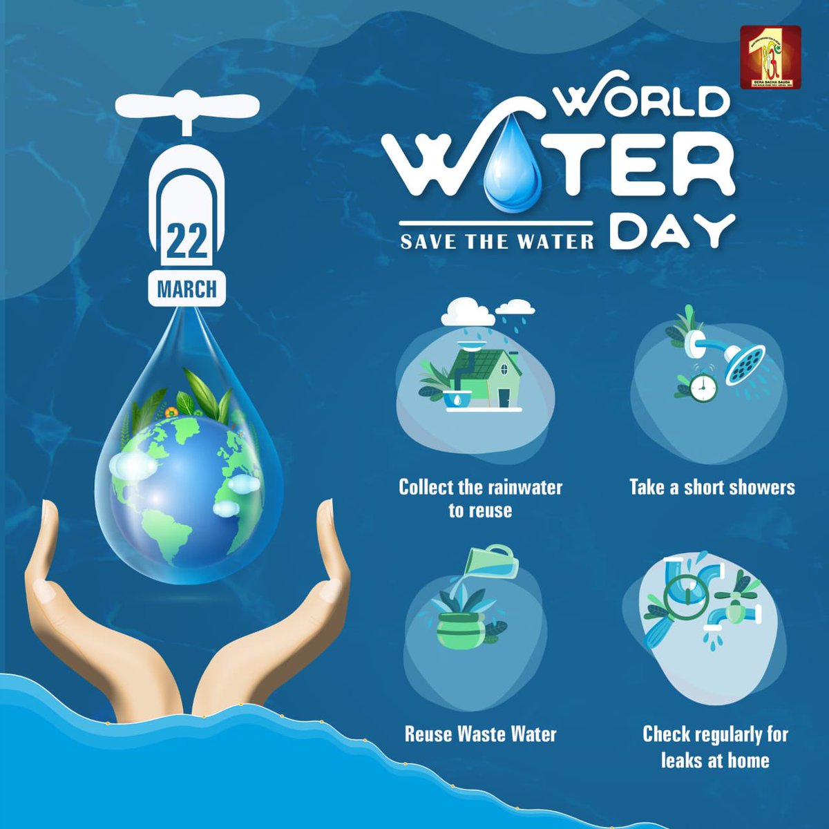 DSSNewsUpdates's tweet photo. On this World Water Day, let’s acknowledge the importance of Water management as it entails the responsible utilisation of this essential resource. Save water today to save lives in future. #WorldWaterDay2023 https://t.co/Ug39IFtNXA
