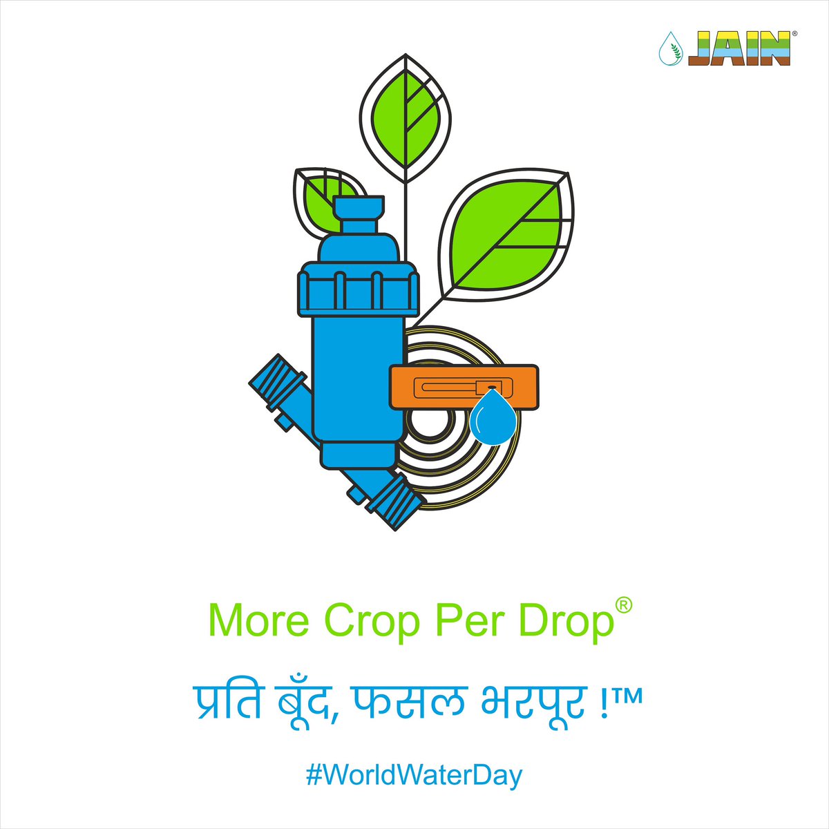JainIrrigation's tweet photo. It’s an universal truth that “Water is driving force of the nature” so, why not use it WISELY and SMARTLY✔️✨

This #WorldWaterDay let’s pledge to attain a sustainable environment by joining hands with our mission of growing #MoreCropPerDrop along with #JainIrrigation and #JainTechnology 🌳🌱💧

#MoreCropPerDrop 💧🌱
#WorldWaterDay2023 #Water #SaveWater #AgTech #JainIrrigation #everydropcounts💧#JISL