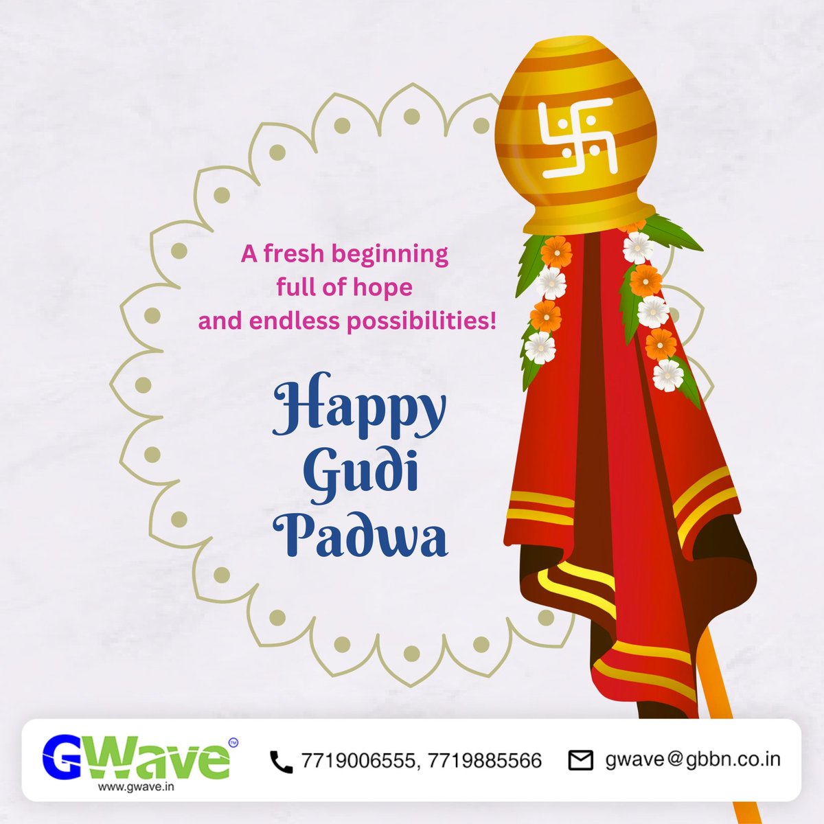 Let the auspicious Gudi rise high, symbolizing victory, courage, and hope. May this new year bring you prosperity, happiness, and success in all your endeavors.🛕🚩

Team GWave wishes you a happy Gudi Padwa!🙏✨

#gudipadwa2023 #navvarsh #hindufestival #festivalsofgoa #gwave