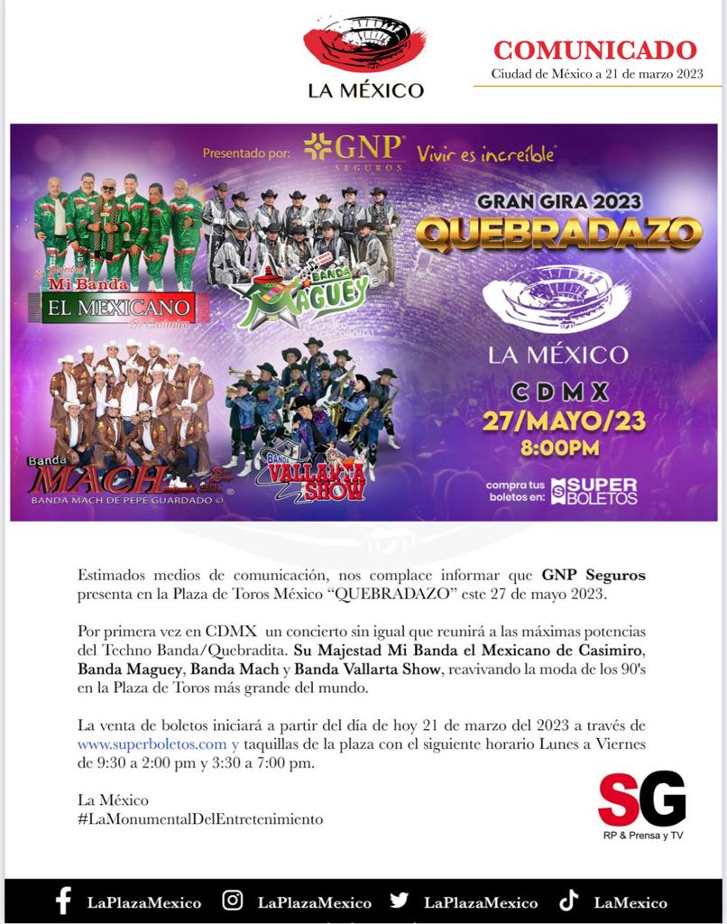 Próximo 27 de Mayo 8:00pm #Grangira2023Quebradazo #Cdmx #PlazadetorosMéxico <a href="/Sergitogomez13/">Sergio Gómez Díaz</a>