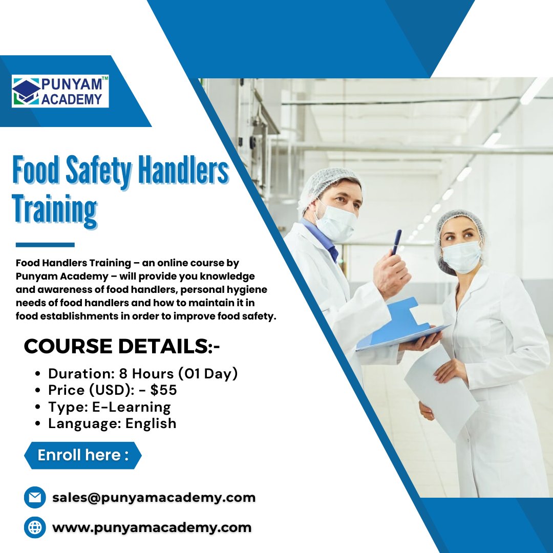 This online Food Handlers Training course 

Find out more here:-punyamacademy.com/course/food-sa…

#foodsafety #management #training #food #safety #quality #foodsafetymanagementsystem #foodsafetytraining #foodsafetyculture #foodsafetyandhygiene #foodsafetyfirst #foodsafetymatters #haccp