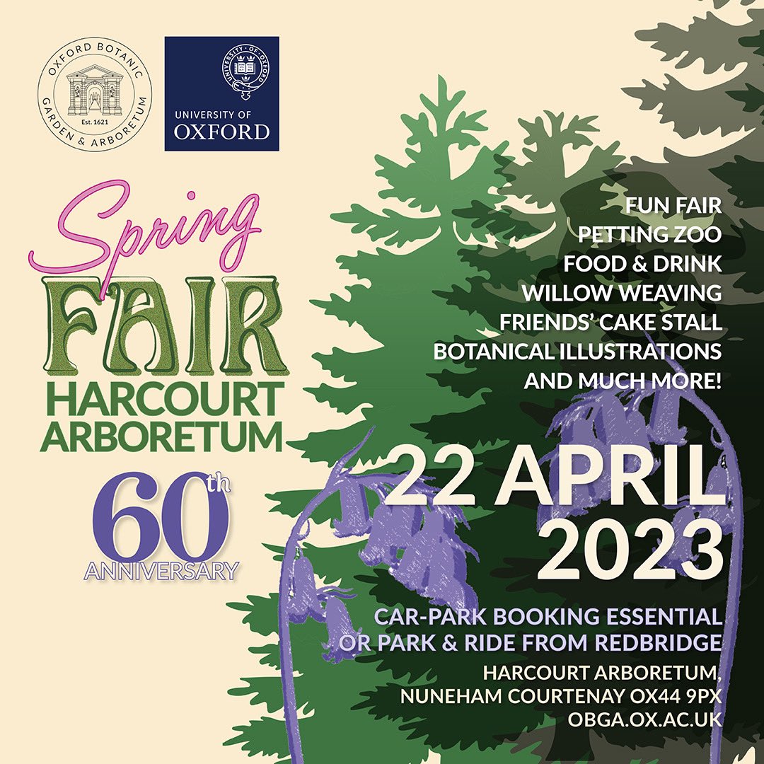OBGHA's tweet image. 🌳Harcourt Arboretum celebrates 60 years of becoming part of the University of Oxford&apos;s Botanic Garden with a 60s themed Spring Fair on Saturday 22nd April! 🎉
🧵 [1/5]

#SpringFair #HarcourtArboretum @UniofOxford @OxfordBusCo @DailyInfoOxford  @JACKfmOxford @ExperienceOx