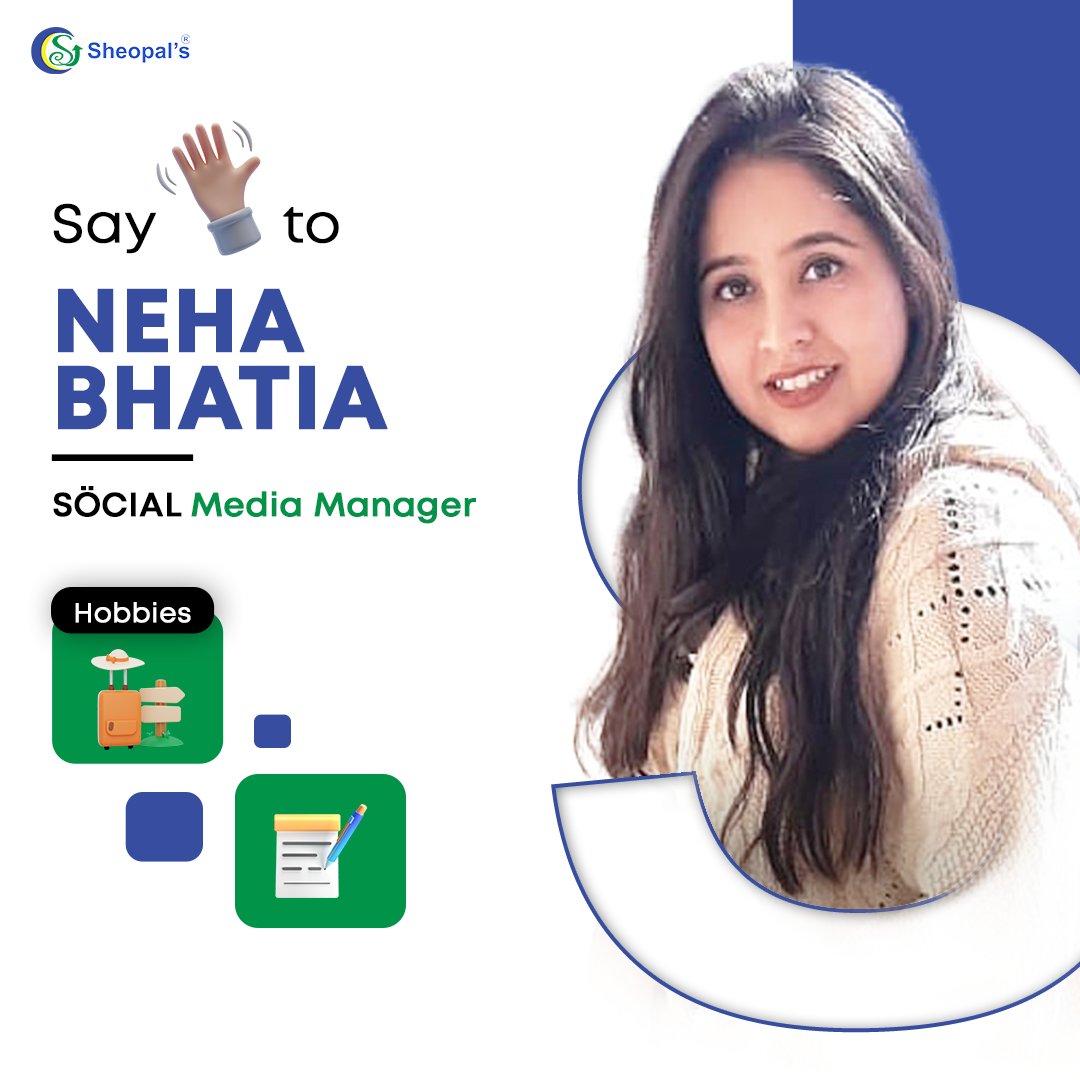 thesheopals's tweet photo. Welcome to Sheopal's family! @Mannatakaneha Kaur has joined us in our Digital Marketing department as Social Media Manager.
.
#welcome #newmember #congratulations #newjoining #socialmediamanager #socialmedia #welcometoteam #hobbies #icons #newhire #newopportunities #teambuilding https://t.co/bxOVrgpdQY