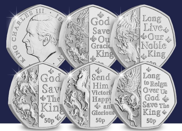 A collection of five 50p coins has been launched in the #IOM to commemorate His Majesty King Charles III’s Coronation.
Available to buy from local retailers &amp; all coins will be placed in general circulation.
Coins were created by <a href="/IOMGovernment/">Isle of Man Government</a>  #currency partners <a href="/TowerMintLtd/">Tower Mint Ltd</a>