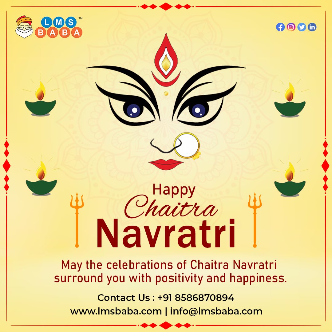 May the celebrations of Chaitra Navratri surround you with positivity and bring you immense joy. Wishing a blessed Chaitra Navratri 2023 to you and your family.

#ChaitraNavratri #NewBeginnings #FestiveSeason #navratri #navratripuja #blessings #JoyfulCelebrations #lmsbaba