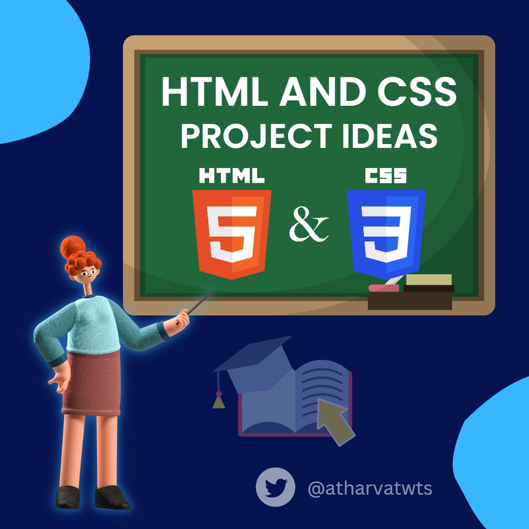 atharvatwts's tweet image. Building projects alongside learning is an amazing way to enhance your skills.
Here are 10 project ideas for beginners to practice HTML and CSS.
A Thread 🧵 :