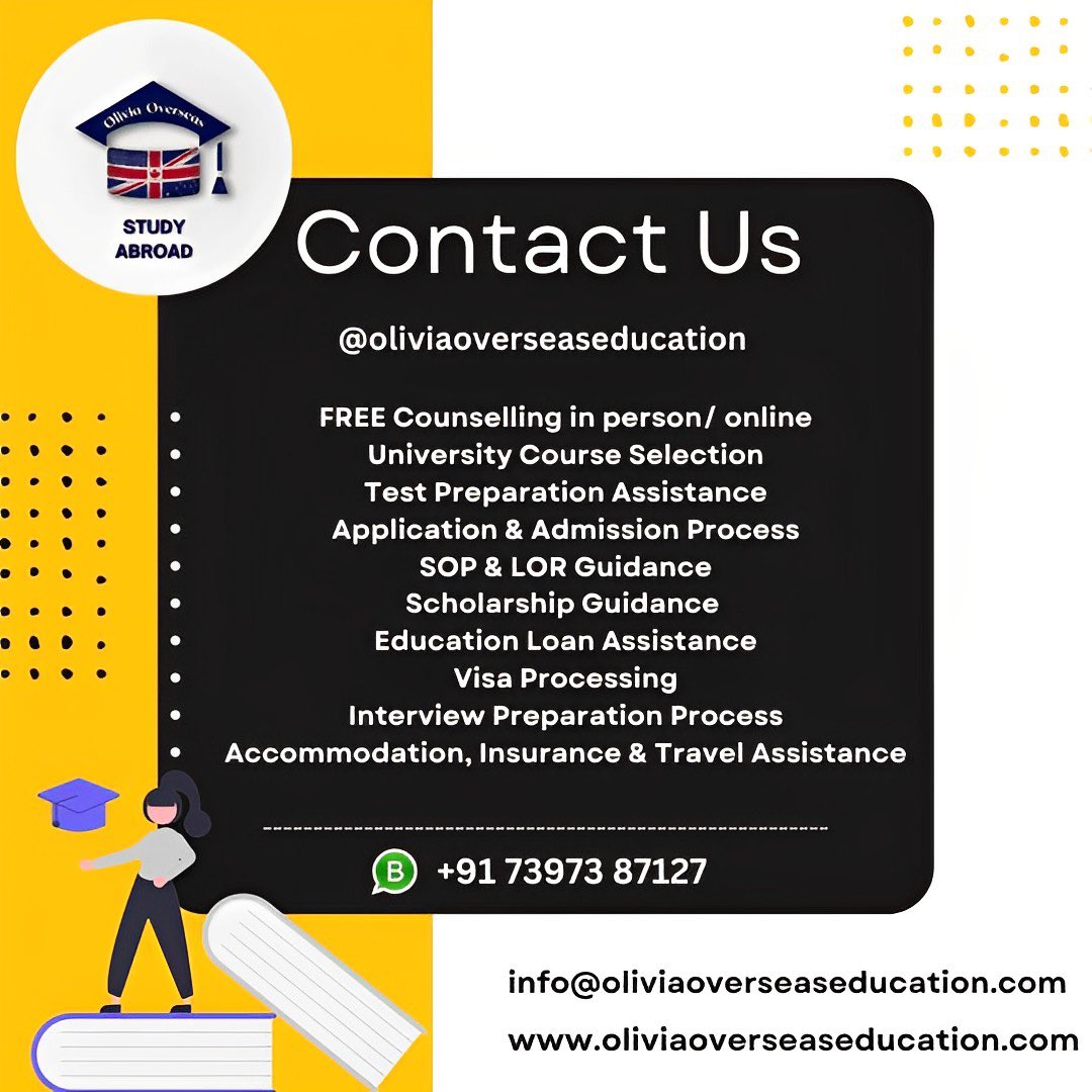 oliviaoverseas's tweet photo. Here’s our services to help you find your right career path @oliviaoverseas
Do check out our services and contact us for further information on our services…
#education #educational #studyabroad #Canada #Sydney #Australia #Chennai #techezz #oliviaoverseaseducation https://t.co/bkrQrKZbRG