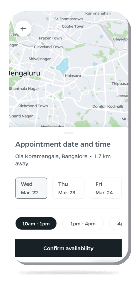 pati_debashis's tweet photo. @OlaElectric started taking appointments for the upgradation of the new front fork arm for free. U can book Ur appointment via  OLA Electric App by following the below steps shown in the attached Image. This facility is only available in Ur nearest EC, CCW
@Khalidaaalbadri @bhash https://t.co/00AogG66NJ