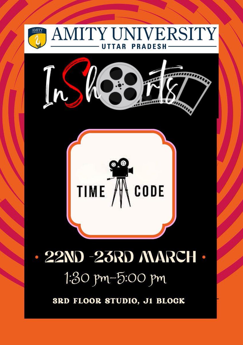 timecode021's tweet image. Hello Beautiful people!!💕
We are proud to announce that InShorts is finally here! And Team Timecode is excited to host you✨
Enthralling Fictional and Non-Fictional movies directed by 5th semester batch 2022-23 will be screened ✨
Timings :22nd and 23rd March
#timecode