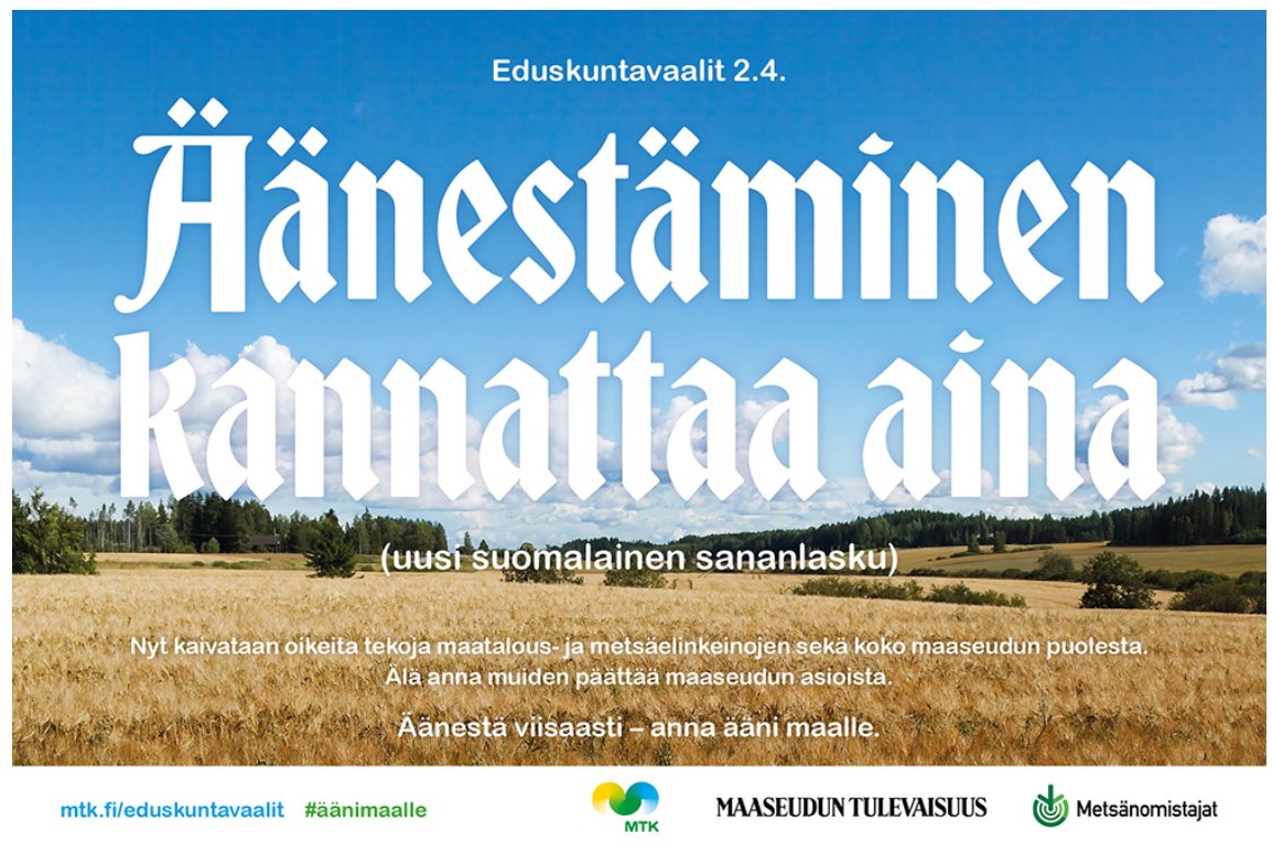 Tänään se alkaa!
Meillä <a href="/MTKry/">MTK</a> ei ole yhtään ehdokasta, mutta taatusti paras vaaliohjelma meillä on!
Pidetään huolta koko Suomesta - ruuasta, lämmöstä, turvasta ja tulevaisuudesta.🤠👍🇫🇮
Äänestetään ahkerasti ja viisaasti!
#äänimaalle
mtk.fi/-/aanimaalle