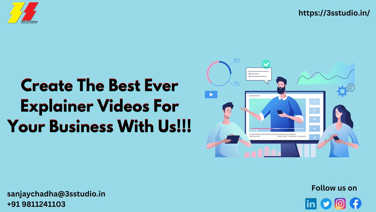 #3sstudio is a leading #videoproductioncompany in #India helping many small and medium-sized business owners in creating the best and the most user-engaging #explainervideo for their #business. To know more about our services visit:- lnkd.in/dpG58Tui #mediaproductionhouse