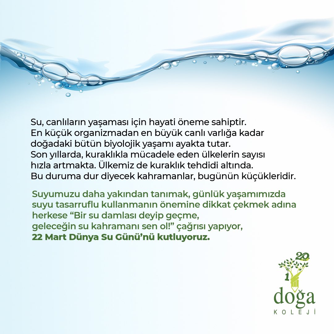 Dünyanın en önemli konuSU 💦
22 Mart Dünya Su Günü kutlu olsun!