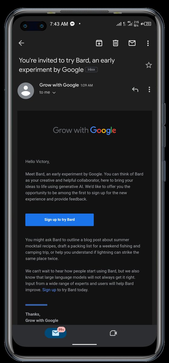Exciting news today!

I was asked to try Bard, the new AI collaborative tool by Google similar in all comparison to the already popular chat GPT.

Can't wait to train this little fella. I've always been a sucker for <a href="/madebygoogle/">Made by Google</a> products.

Here's to the future! 💕❤️