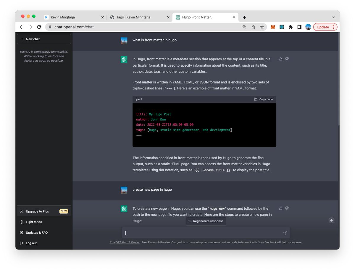 Working on a full revamp of kevinmingtarja.com with a little help from chatgpt 🙌