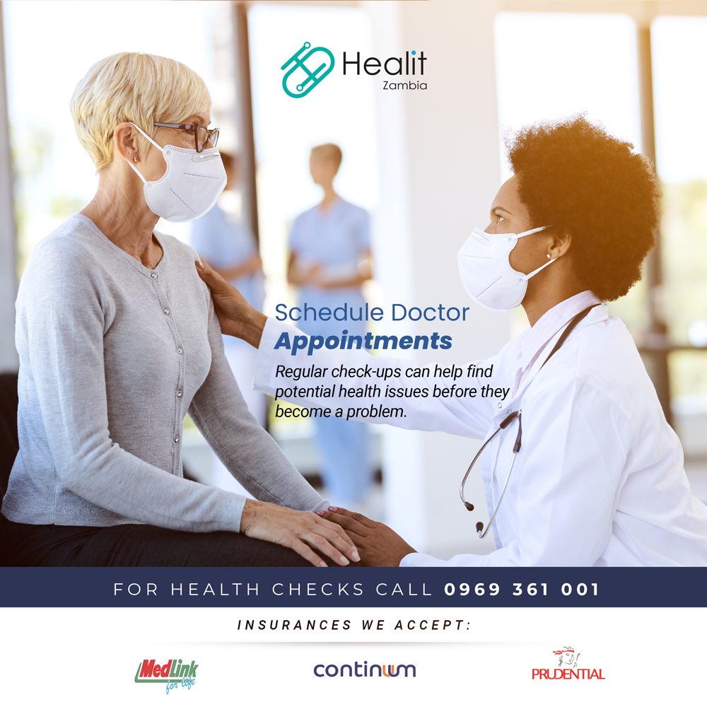 HealiTZambia's tweet image. Schedule your appointments.
Make your health a number one priority.
Visit your doctor twice a year, make sure you’re getting annual checkups.

#healitcares #routinecheckups #healthandwellness #healingourafrica